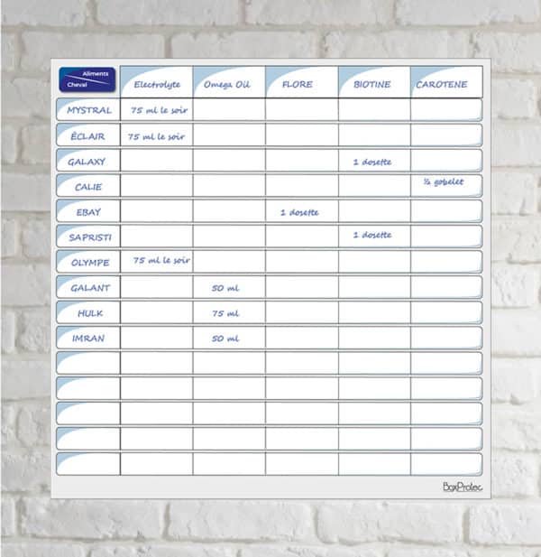 planning alimentation vierge bleu mise en situation sur mur blanc