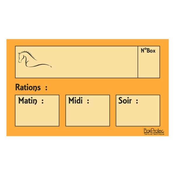 Plaque de ration effaçable - Orange Plaque de ration effaçable - Orange