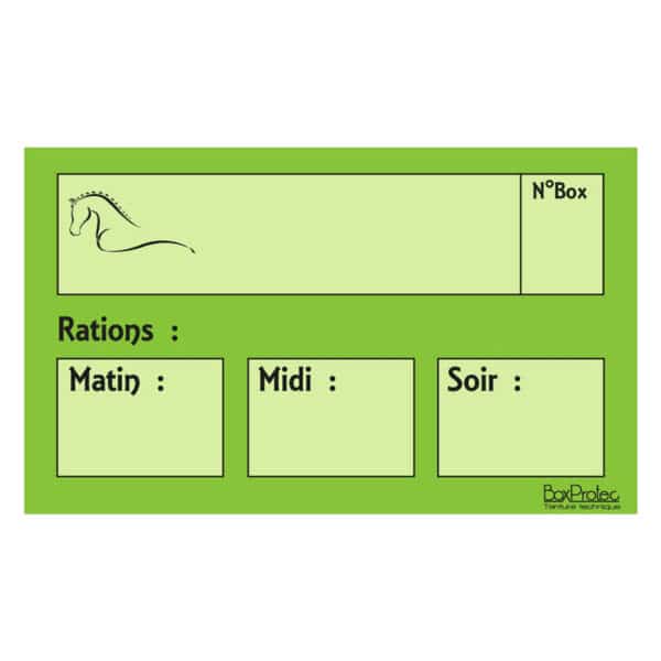 Plaque de ration effaçable - Vert Plaque de ration effaçable - Vert