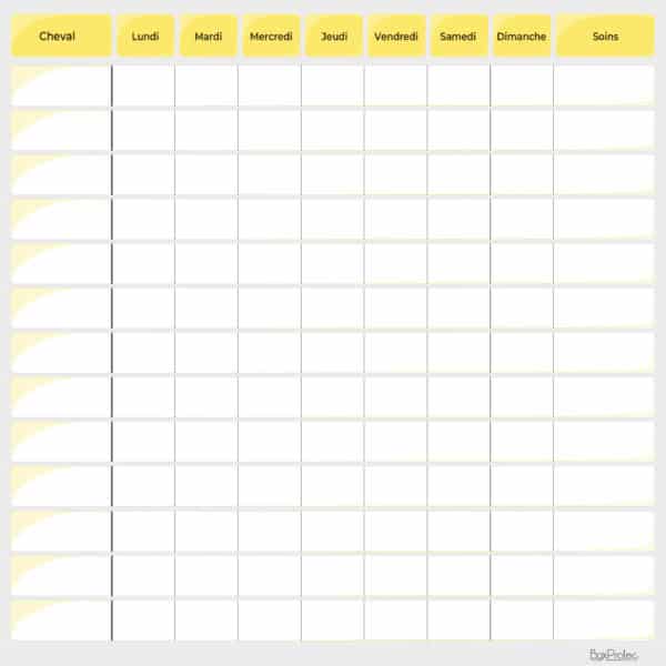 Planning de travail semaine jaune