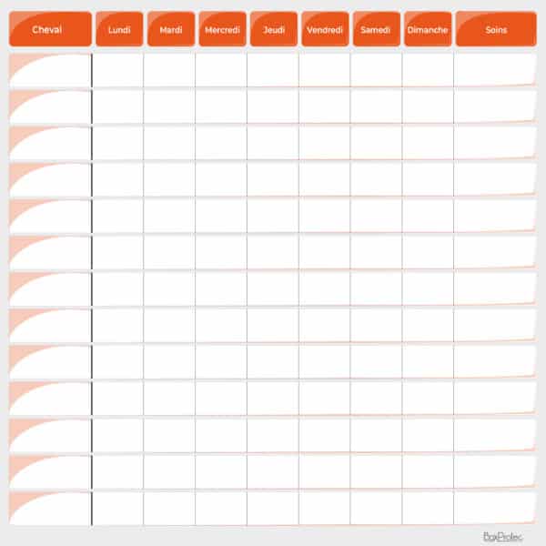 Planning de travail semaine orange