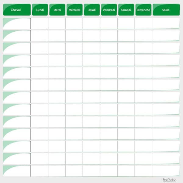 Planning de travail semaine - Vert Planning de travail semaine - Vert