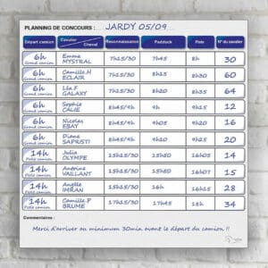 Planning de concours - Bleu
