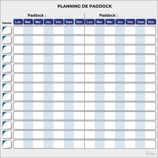 Planning de paddock bleu