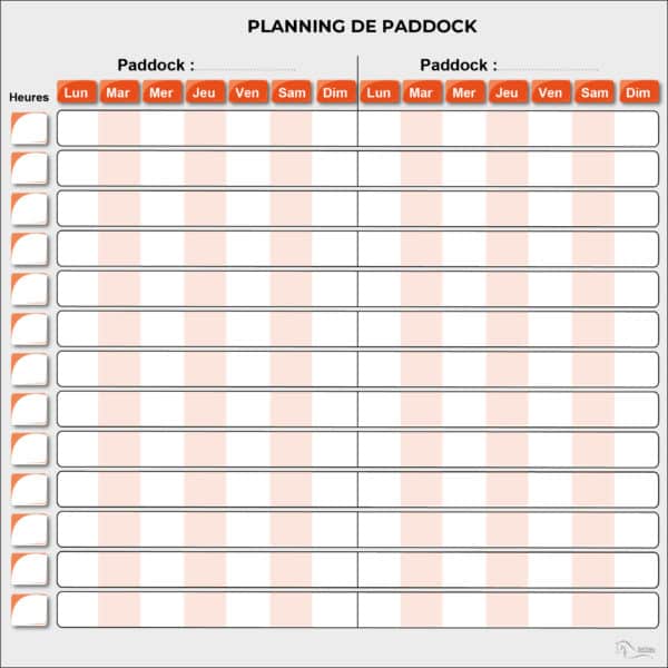 Planning de paddock orange