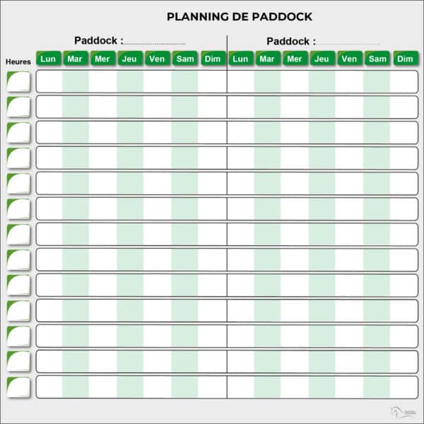 Planning de paddock vert