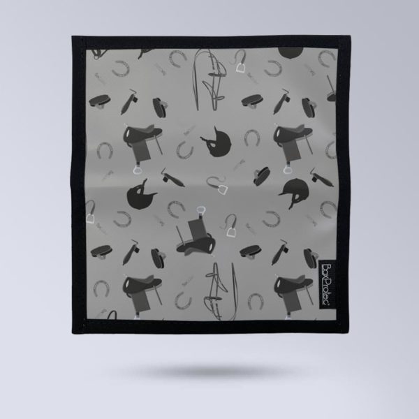 BOXPROTEC Porte chéquier personnalisable - Motif équestre gris