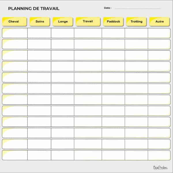 Planning de travail journalier jaune