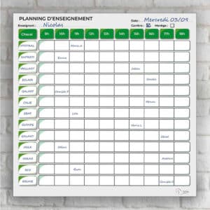 Planning d'enseignement journalier - Vert